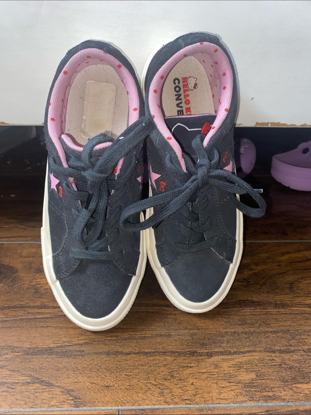 Hello Kitty Converse Kids Black Sneakers with Pink Accents
